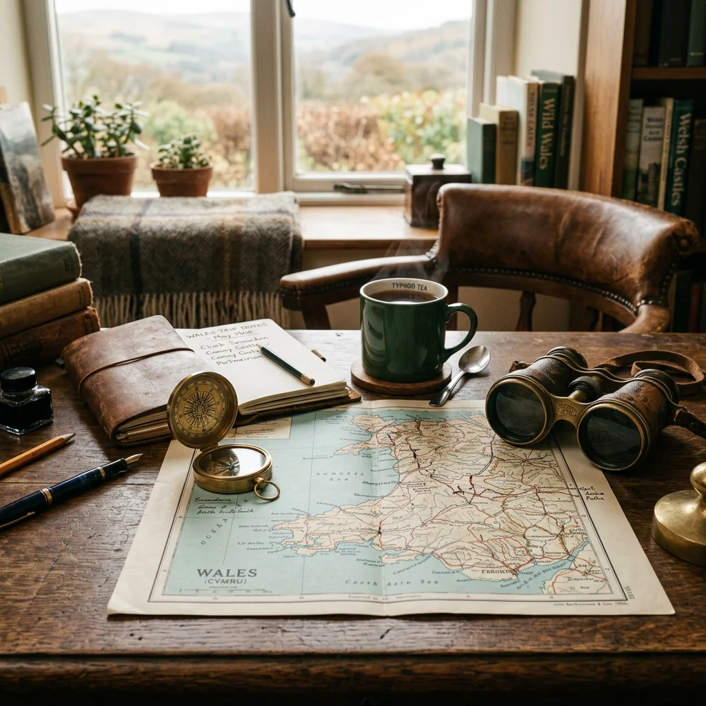 Welsh Travel Planning Desk with Map